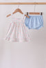 Blue Floral Print Ruffle Bloomer Set