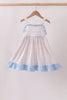 Blue Floral Print Ruffle Dress