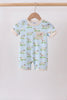 Blue Puppy Embroidered Pocket Romper
