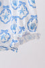 Blue Shells Embroidered Ruffle Bubble