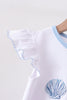 Blue Shells Embroidered Ruffle Shorts Set