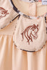 Khaki horse embroidery ruffle shorts set