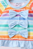 Rainbow Stripe Bow Ruffle Rashguard Set