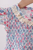 Blue Floral Smocked Ruffle Bubble