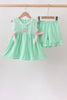 Green Butterfly Smocked Ruffle Shorts Set