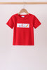 Red ABC Embroidered Top