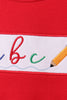 Red ABC Embroidered Top