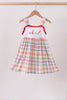 Red ABC Embroidered Plaid Dress