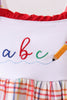 Red ABC Embroidered Plaid Dress