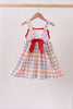 Red ABC Embroidered Plaid Dress