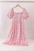 Pink Floral Smocked Mom Dress