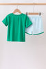 Green pocket grid shorts set