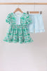 Green house floral Ruffle Shorts Set