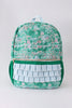 Green floral ruffle backpack