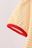 Mustard Stripe Apple Embroidered Top