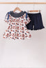 Navy Auburn Smocked Scalloped Shorts Set