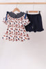 Navy Auburn Smocked Scalloped Shorts Set