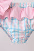 Pink Crocodile Smocked Gingham 2PC Swimsuit