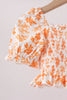 Orange Floral Smocked 2PC Ruffle Swimsuit