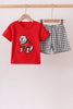 Red Georgia Applique Gingham Shorts Set