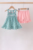 Green Floral Smocked Ruffle Shorts Set