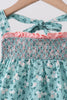 Green Floral Smocked Ruffle Dress
