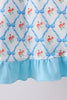 Blue Rose Ruffle Shorts Set