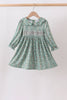 Green Floral Smocked Dress