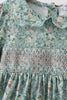 Green Floral Smocked Dress