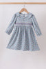 Blue Floral Smocked Dress