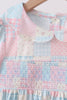 Checkered Floral Smocked Dress