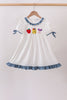 Blue Apple Crayon French Knot Ruffle Dress