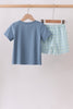 Blue Apple Crayon French Knot Plaid Shorts Set