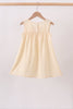 Oatmeal character french knot ruffle dress