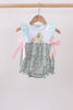 Mint Chicken Applique Ruffle Bubble