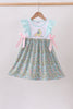 Mint Chicken Applique Ruffle Dress