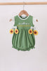 Green Sunflower Applique Ruffle Bubble