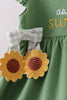 Green Sunflower Applique Ruffle Shorts Set