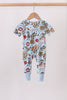 Blue character bamboo romper