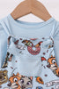 Blue character bamboo romper set