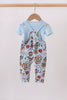 Blue character bamboo romper set