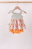 Orange Pumpkin Embroidery Ruffle Bubble