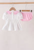 Pink Prayer Embroidery Ruffle Bloomer Set