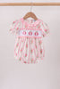 Pink Pumpkin Embroidery Floral Ruffle Bubble