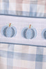 Blue Pumpkin Embroidery Gingham Bubble