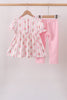 Pink Pumpkin Embroidery Ruffle Pants Set