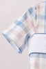 Blue Pumpkin Embroidery Gingham Shorts Set