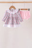 Pink Floral Embroidery Bloomer Set