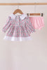 Pink Floral Embroidery Bloomer Set