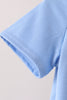 Blue Embroidery Gingham Pants Set